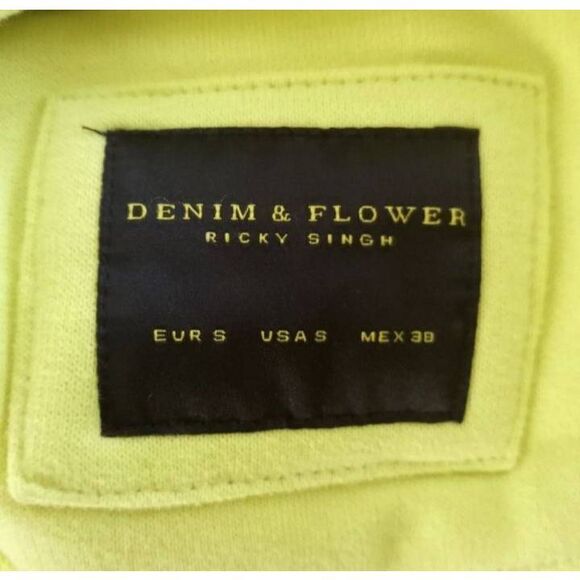 DENIM & FLOWER RICKY SINGH NEON GREEN PULLOVER SZ.S EUC. - Picture 5 of 8